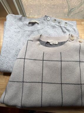 Lot of 2 LOFT Crewneck Sweaters with Shoulder Buttons XS
